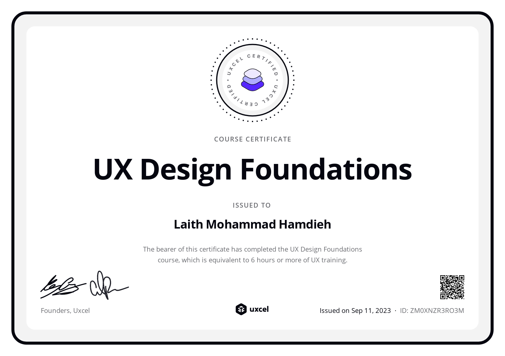 Laith Mohammad Hamdieh's certificate